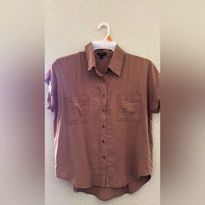 Blu Pepper Brown Casual Button Down Shirt Soft Material